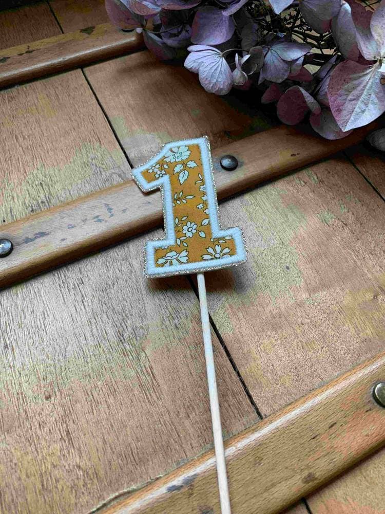 Cake Topper Liberty Capel moutarde Chiffre 1