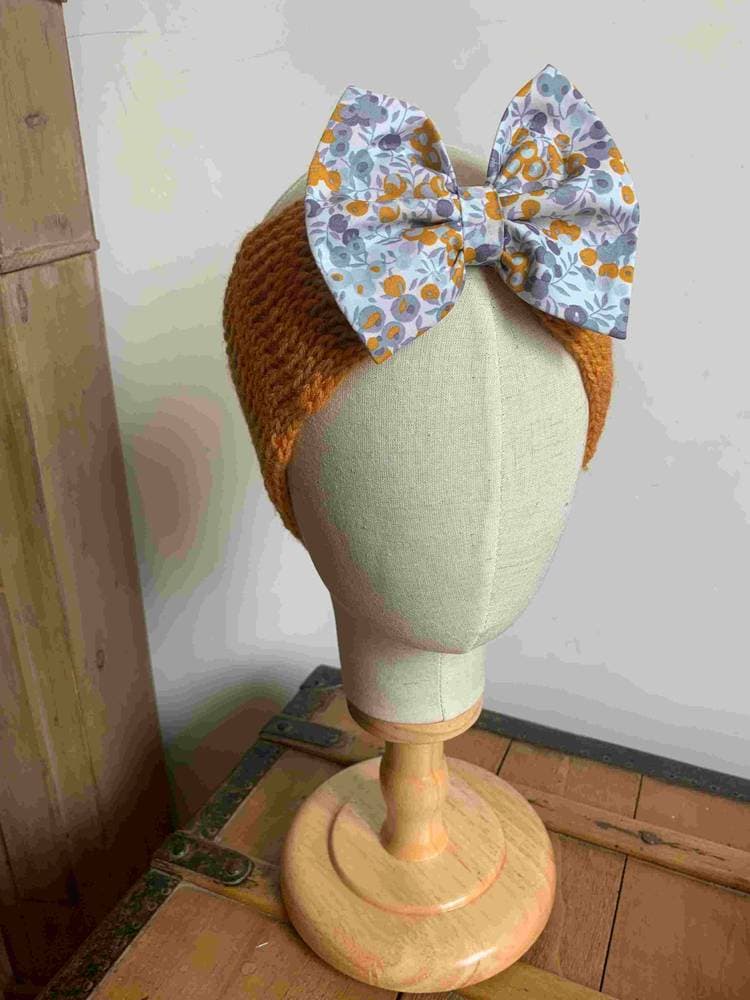 Bandeau Cache oreilles moutarde Liberty Wiltshire grey mustard à partir de 3 ans