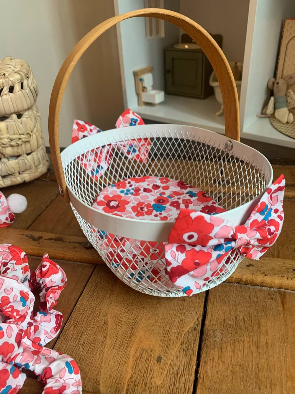 Panier décoré Liberty au choix sur commande