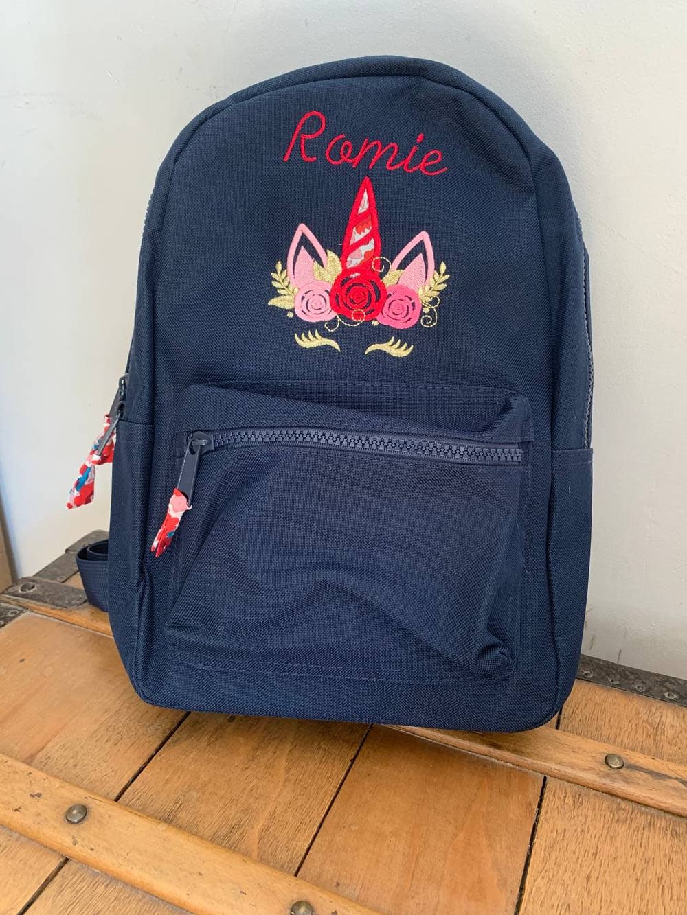 Mini sac à dos idéal maternelle rose ou marine à personnaliser