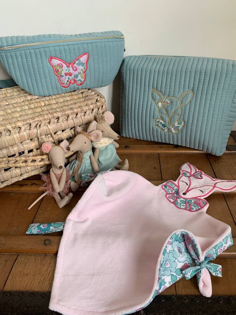 Banane double gaze personnalisée liberty au choix sur commande