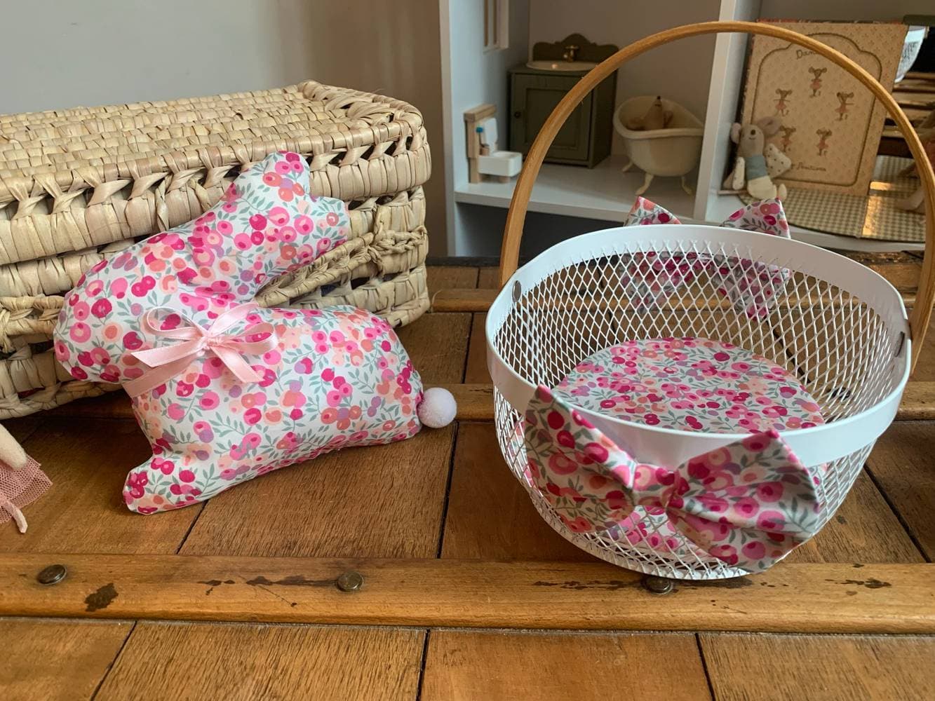 Panier décoré Liberty au choix sur commande