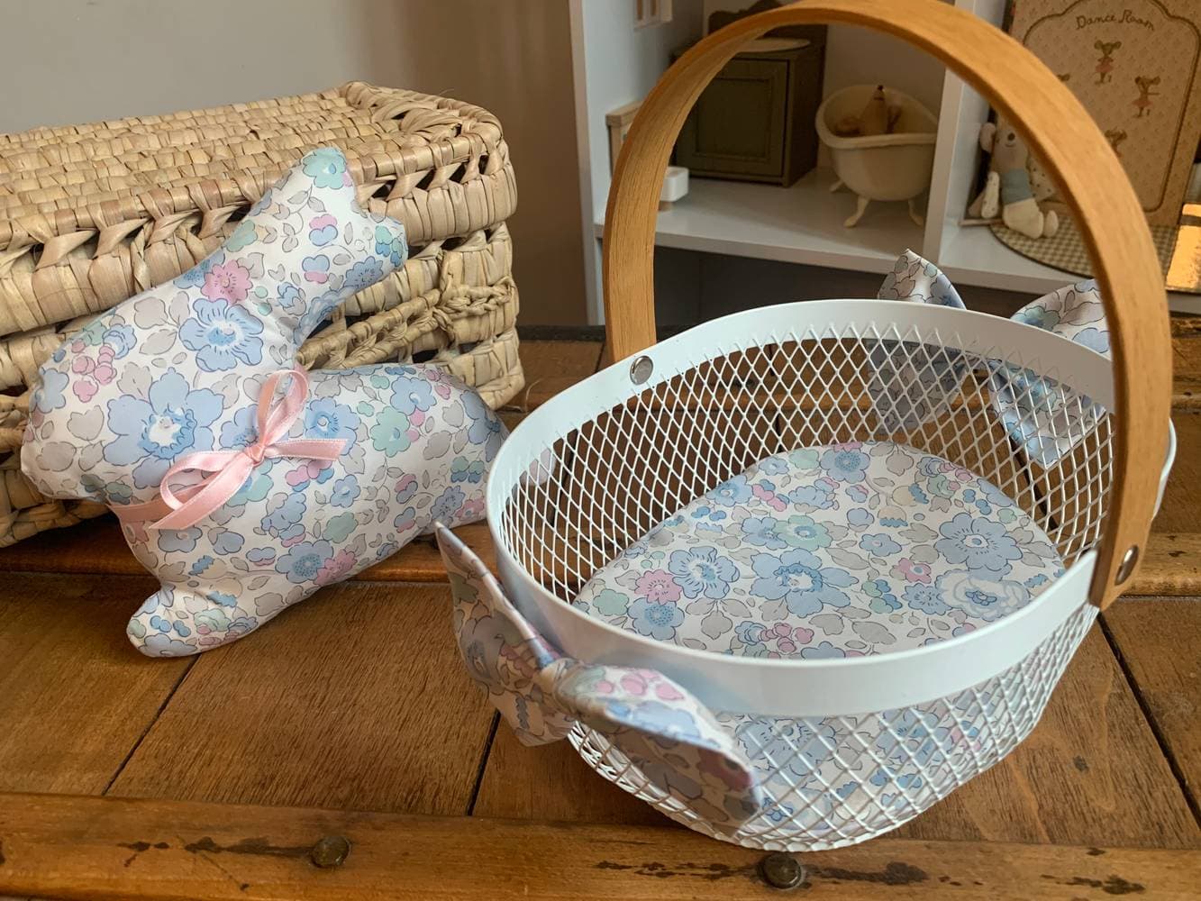 Panier décoré Liberty au choix sur commande