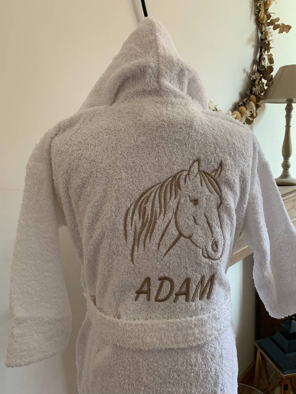 Peignoir enfant rose givré ou gris perle brodé Liberty à personnaliser sur commande