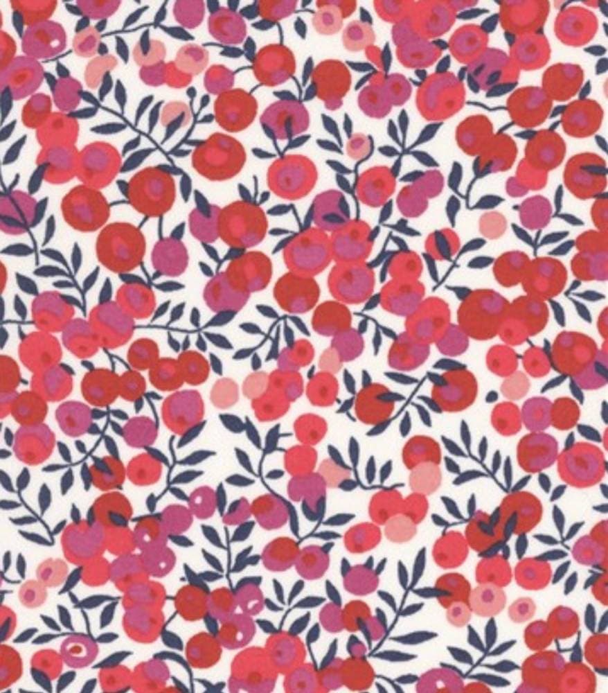 Tissu Liberty Wiltshire rouge Tana Lawn vendu par multiple de 10 X 137 cm