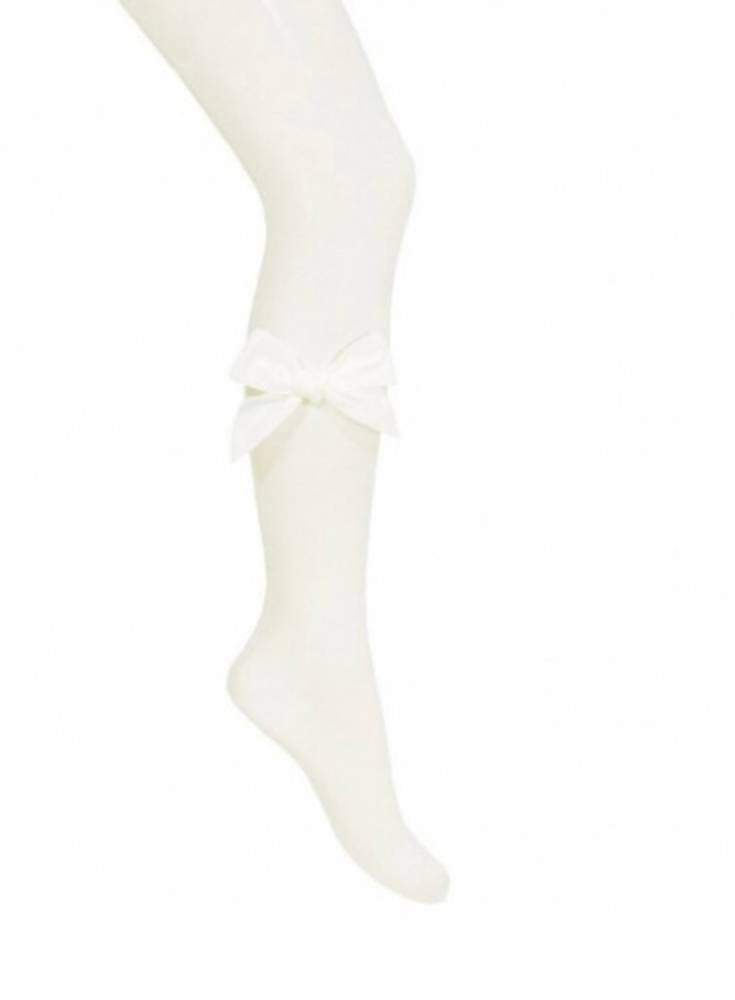Collants noeuds velours crème