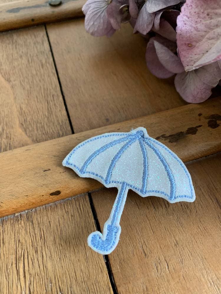 Barrette parapluie pailletée blanc coloris au choix sur commande