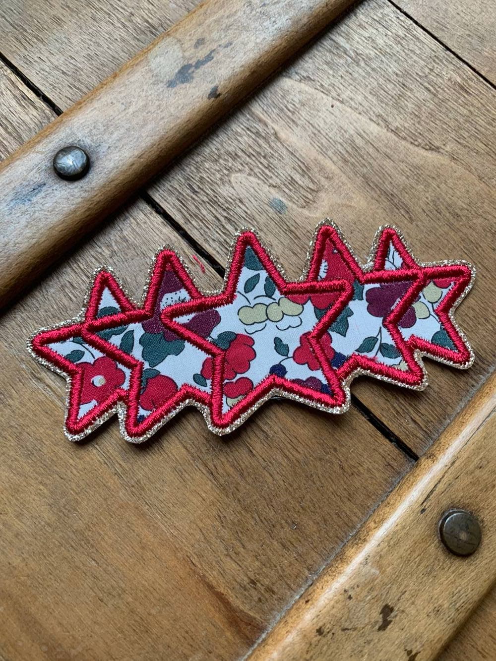 Barrette brodée Etoiles Liberty Betsy Christmas grand modèle