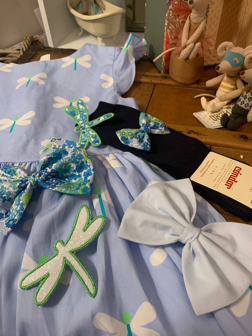 Barrette brodée Libellule Liberty au choix sur commande