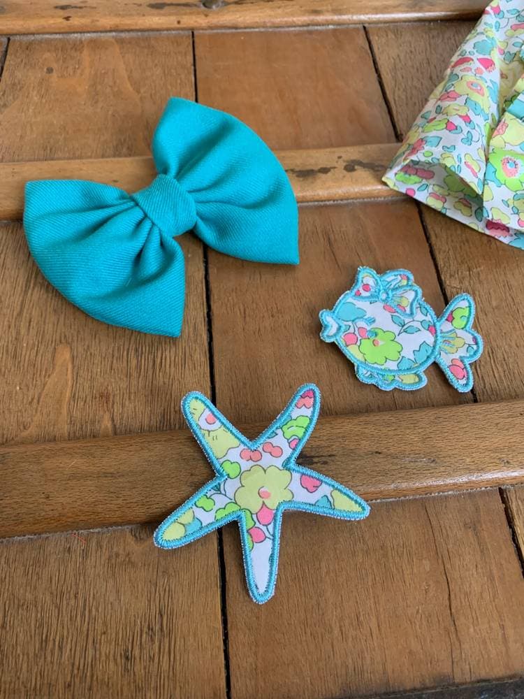 Barrette brodée étoile de mer Liberty au choix sur commande