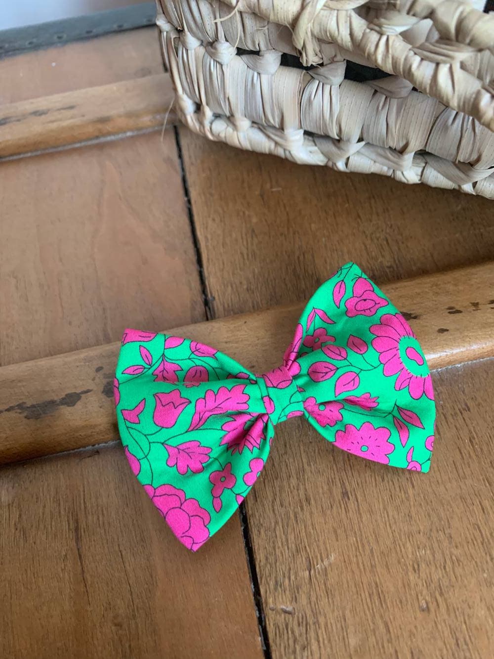 Barrette Liberty D'anjo rose et vert Taille L