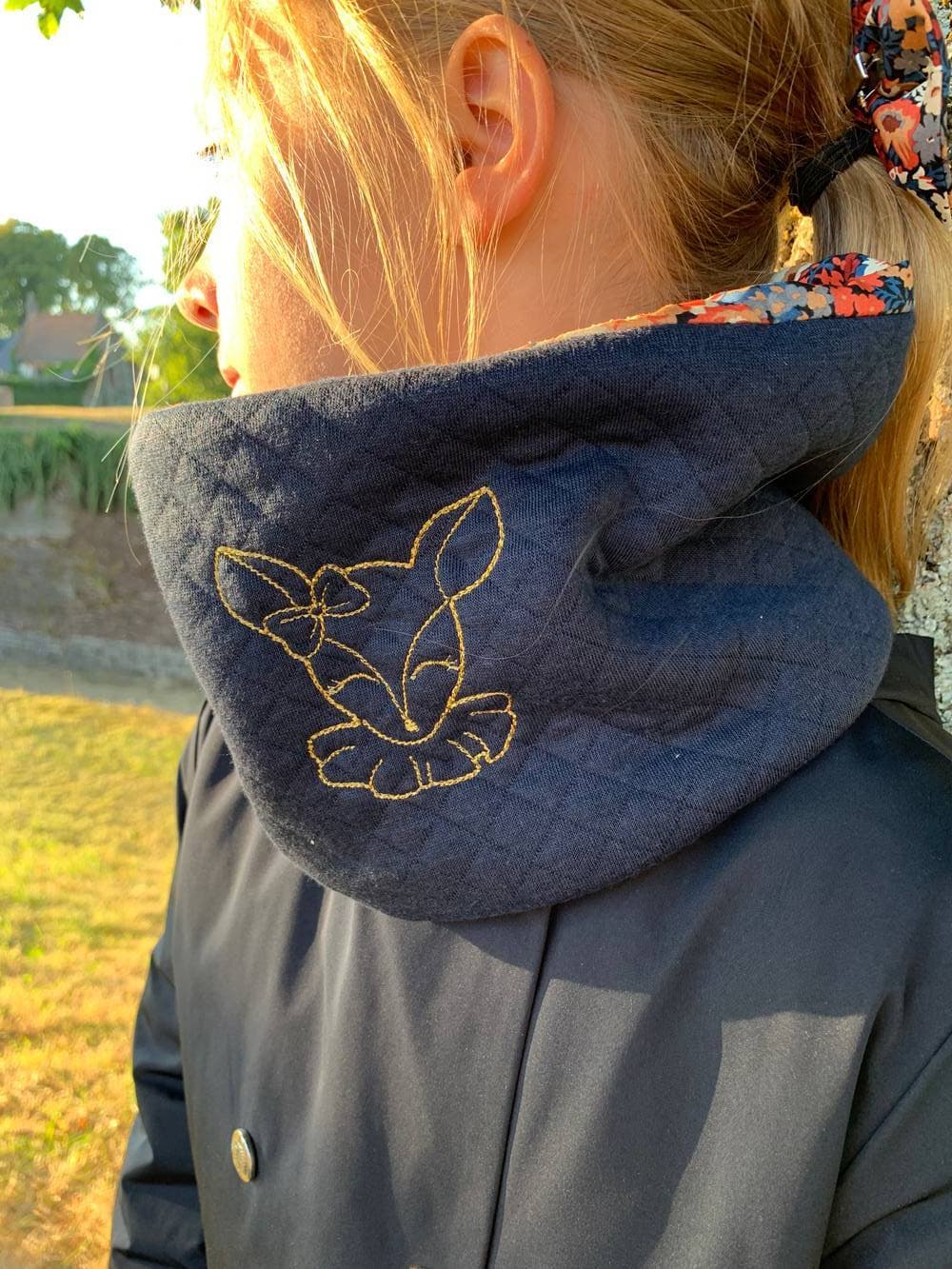 Tour de cou Liberty brodé Jersey matelassé coloris au choix sur commande